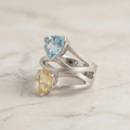 The Geometric Duo | Blue & Yellow Lab Diamond Open Ring