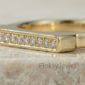 The Golden Bar | 0.20ctw Channel Set Round Diamond Geometric Ring in 18k Yellow Gold