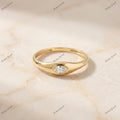 The Golden Eye Dome Band |Marquise Diamond Flush Set Ring in 18k Yellow Gold | Floksy Jewel