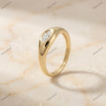 The Golden Eye Dome Band |Marquise Diamond Flush Set Ring in 18k Yellow Gold | Floksy Jewel