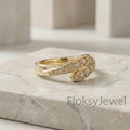 The Golden Flow | Graduated Champagne Diamond Bypass Ring in 18k Yellow Gold