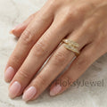 The Golden Flow | Graduated Champagne Diamond Bypass Ring in 18k Yellow Gold