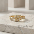 The Golden Flow | Graduated Champagne Diamond Bypass Ring in 18k Yellow Gold