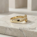 The Golden Flow | Graduated Champagne Diamond Bypass Ring in 18k Yellow Gold