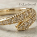 The Golden Flow | Graduated Champagne Diamond Bypass Ring in 18k Yellow Gold