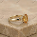 The Golden Leaf Pear Ring | Champagne Pear Diamond Botanical Ring in 18k Yellow Gold | Floksy Jewel
