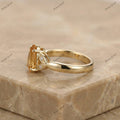 The Golden Leaf Pear Ring | Champagne Pear Diamond Botanical Ring in 18k Yellow Gold | Floksy Jewel