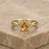 The Golden Leaf Pear Ring | Champagne Pear Diamond Botanical Ring in 18k Yellow Gold | Floksy Jewel