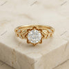 The Golden Lotus Ring | Round Diamond Floral Ring in 18k Yellow Gold | Floksy Jewel