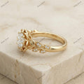 The Golden Lotus Ring | Round Diamond Floral Ring in 18k Yellow Gold | Floksy Jewel