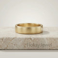 Baguette Diamond Wedding Band, 18k Matte Gold Ring, Flush Set Solitaire Band, Minimalist Unisex Ring, Modern Flat Wedding Ring