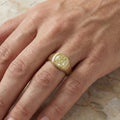 The Golden Signet | 1.50ct Cushion Cut Fancy Yellow Diamond Gypsy Ring in 18k Yellow Gold