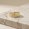 18k Gold Signet Ring, 1.00ct Princess Cut Yellow Diamond, Matte Finish Pinky Ring, Flush Set Solitaire, Modern Chunky Gold Ring