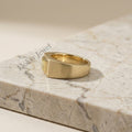18k Gold Signet Ring, 1.00ct Princess Cut Yellow Diamond, Matte Finish Pinky Ring, Flush Set Solitaire, Modern Chunky Gold Ring
