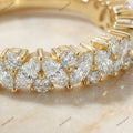 The Golden Vine Band | Marquise & Round Diamond Cluster Ring in 18k Yellow Gold | Floksy Jewel