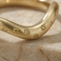 The Golden Wave Band | Matte Finish Flush Set Fancy Yellow Diamond Curved Ring in 18k Yellow Gold