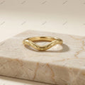 The Golden Wave Band | Matte Finish Flush Set Fancy Yellow Diamond Curved Ring in 18k Yellow Gold