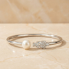 The Harmony Cuff | Pearl & Diamond Open Bangle