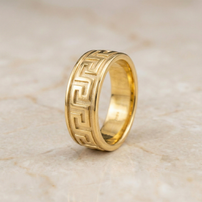 The Helios Band | Men's Greek Key Pattern Ring