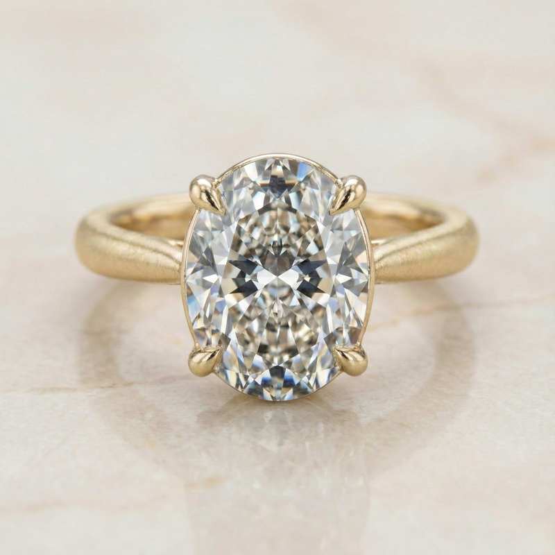 The Luna Solitaire | Oval Lab-Grown Diamond Ring with Matte Finish