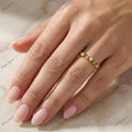 The Olive Vine Band | Fancy Green Marquise & White Round Diamond Ring in 18k Yellow Gold | Floksy Jewel
