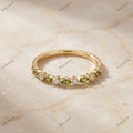 The Olive Vine Band | Fancy Green Marquise & White Round Diamond Ring in 18k Yellow Gold | Floksy Jewel