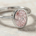 The Pink Oval Bezel | 1.00ct Fancy Pink Oval Lab-Grown Diamond Solitaire Ring in 18k White Gold