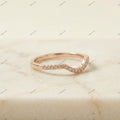 The Rose Chevron | Champagne Diamond Curved V-Ring in 18k Rose Gold