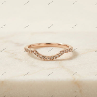 The Rose Chevron | Champagne Diamond Curved V-Ring in 18k Rose Gold