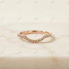 The Rose Chevron | Champagne Diamond Curved V-Ring in 18k Rose Gold
