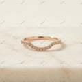 The Rose Chevron | Champagne Diamond Curved V-Ring in 18k Rose Gold