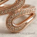 The Rose Ribbon | Round Brilliant Cut Diamond Sculptural Bypass Ring in 18k Rose Gold