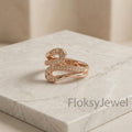 The Rose Ribbon | Round Brilliant Cut Diamond Sculptural Bypass Ring in 18k Rose Gold