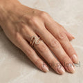 The Rose Ribbon | Round Brilliant Cut Diamond Sculptural Bypass Ring in 18k Rose Gold