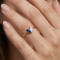 The Sapphire & Diamond Union Ring | 1.00ctw Two-Stone Pear Ring in 18k Yellow Gold | Floksy Jewel
