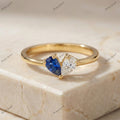 The Sapphire & Diamond Union Ring | 1.00ctw Two-Stone Pear Ring in 18k Yellow Gold | Floksy Jewel