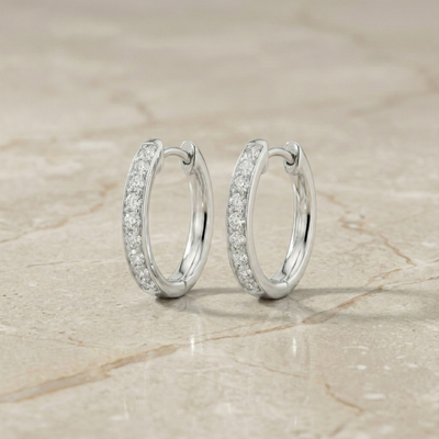 The Serenity Channel Huggies | Channel Set Diamond Hoops