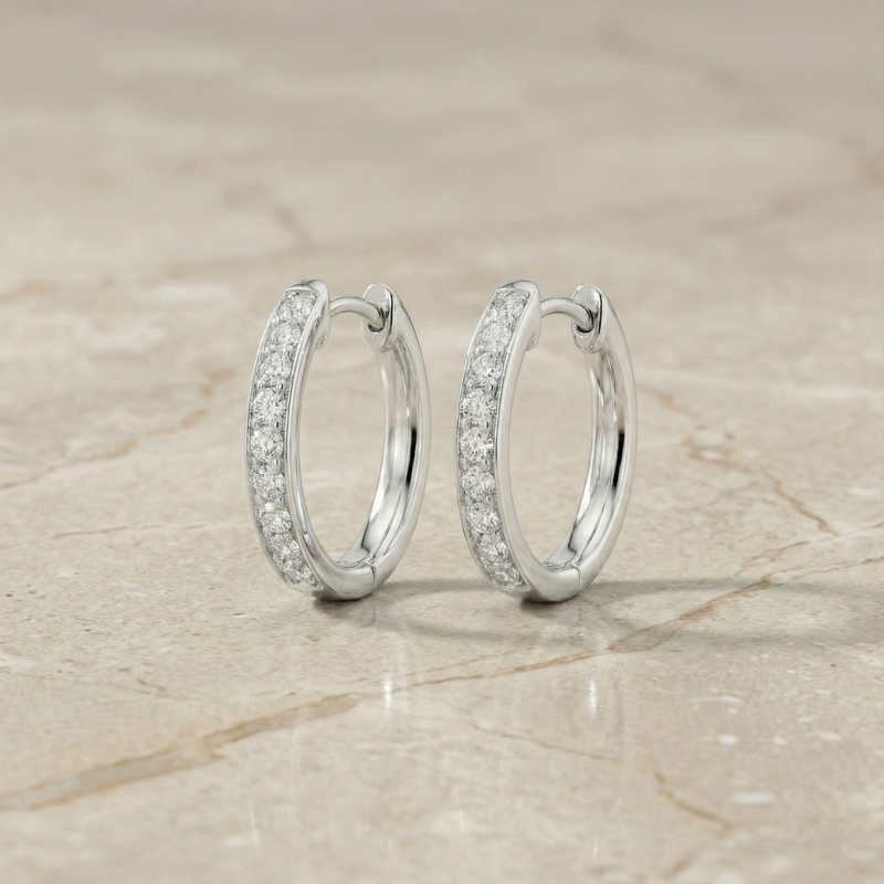 The Serenity Channel Huggies | Channel Set Diamond Hoops