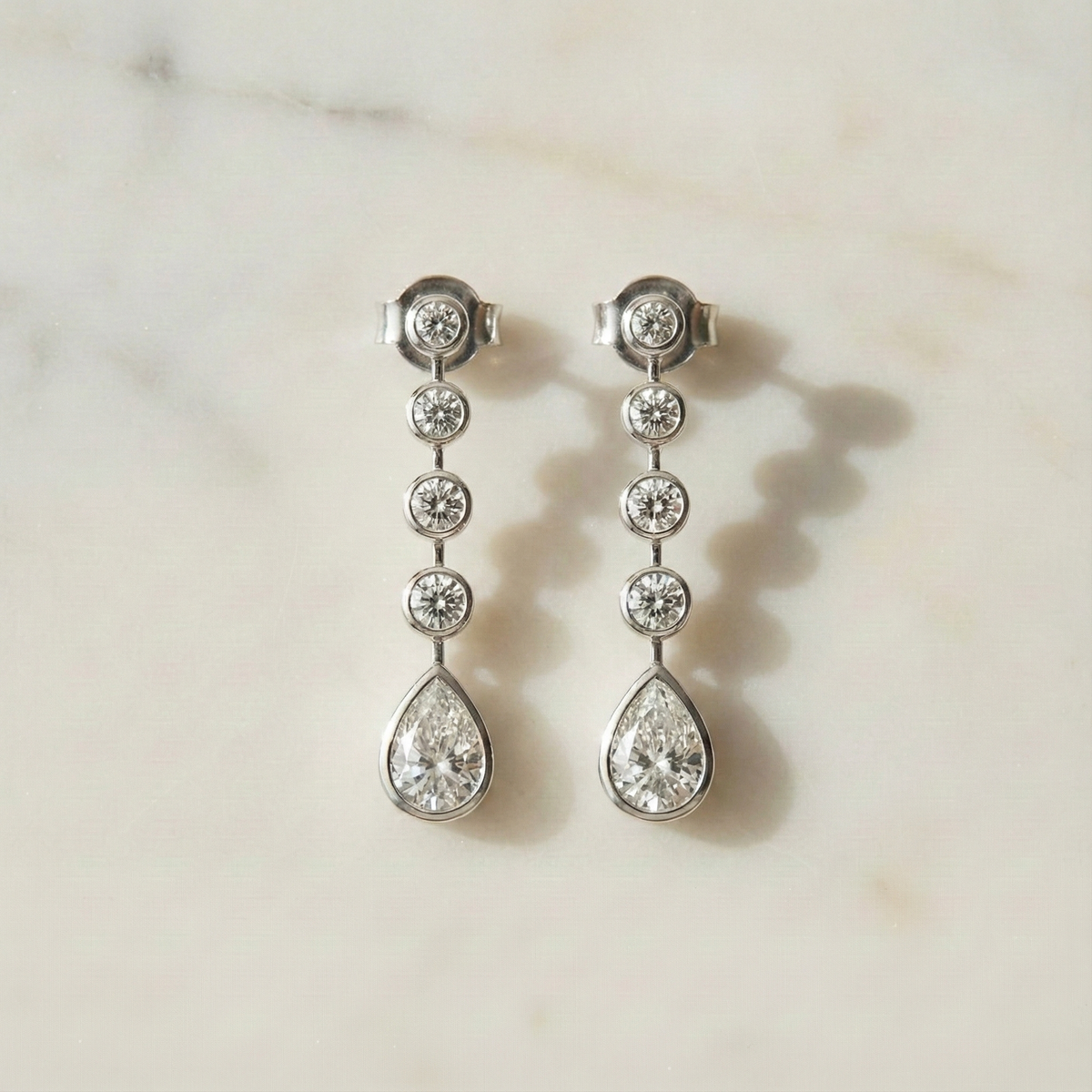 The Serenity Drop | Linear Bezel Diamond Earrings