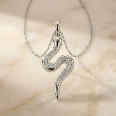 The Serpentine Charm | Pave Diamond Snake Pendant
