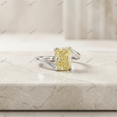 The Solar Twist | 2.00ct Radiant Cut Fancy Yellow Lab-Grown Diamond Bypass Ring in 18k White Gold