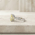 The Solar Twist | 2.00ct Radiant Cut Fancy Yellow Lab-Grown Diamond Bypass Ring in 18k White Gold