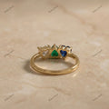 The Tricolor Heart Ring | 1.50ctw Diamond, Emerald & Sapphire Heart Ring in 18k Yellow Gold | Floksy Jewel