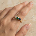 The Tricolor Heart Ring | 1.50ctw Diamond, Emerald & Sapphire Heart Ring in 18k Yellow Gold | Floksy Jewel