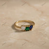 The Tricolor Heart Ring | 1.50ctw Diamond, Emerald & Sapphire Heart Ring in 18k Yellow Gold | Floksy Jewel