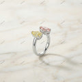 The Twin Pear Toi et Moi | 2.00ctw Fancy Pink & Yellow Pear Diamond Open Ring in 18k White Gold