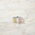 The Twin Pear Toi et Moi | 2.00ctw Fancy Pink & Yellow Pear Diamond Open Ring in 18k White Gold