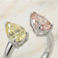 The Twin Pear Toi et Moi | 2.00ctw Fancy Pink & Yellow Pear Diamond Open Ring in 18k White Gold