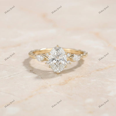 The Twisted Vine Ring | Oval Diamond Nature-Inspired Ring in 18k Yellow Gold | Floksy Jewel